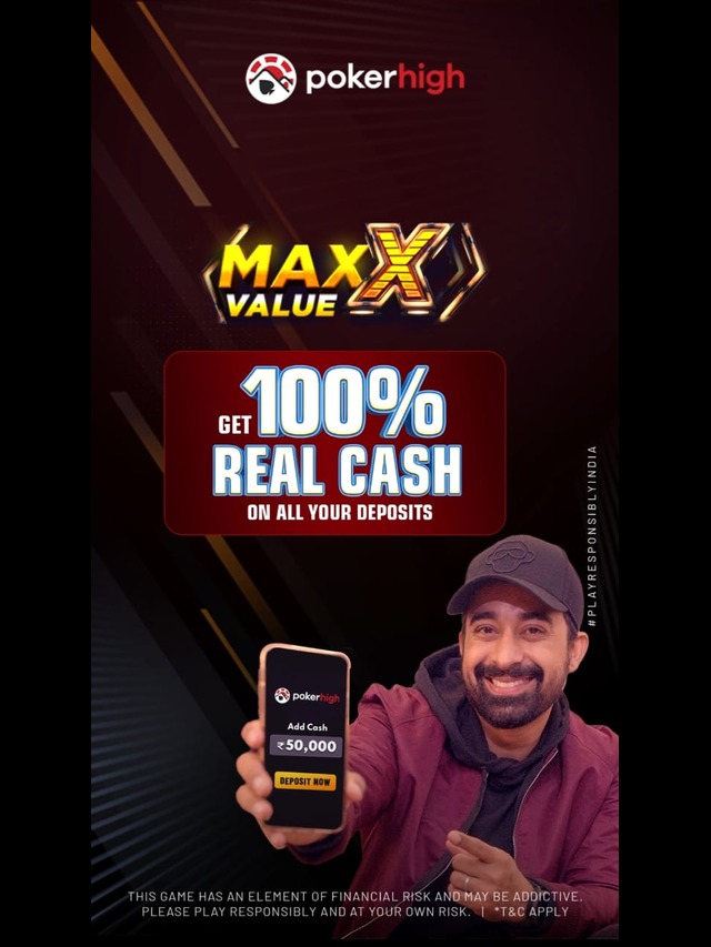 Max Value – #Pokerhigh offers full value on all deposits